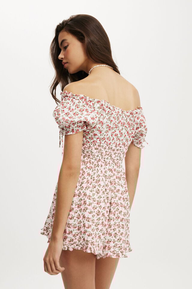 Cotton On Sadie Button Through Playsuit Annaliese Floral Red