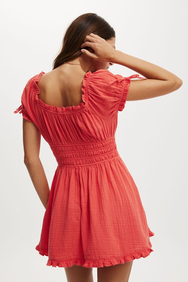 Cotton On Sadie Button Through Playsuit Coral Crush