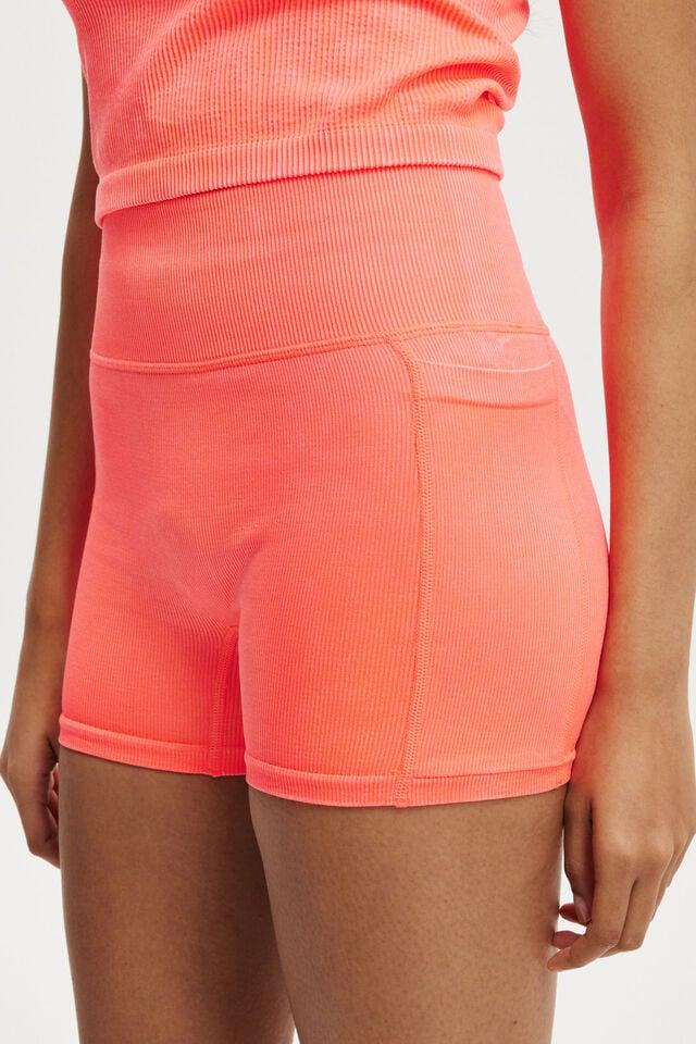 Cotton On Seamless Pocket Shortie Short Washed Vibrant Orange