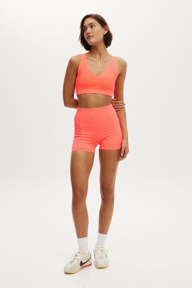 cotton on Seamless Pocket Shortie Short washed vibrant orange