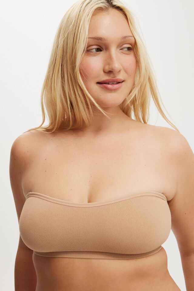 Cotton On Seamless Sweetheart Padded Bandeau (r) Maple Sugar