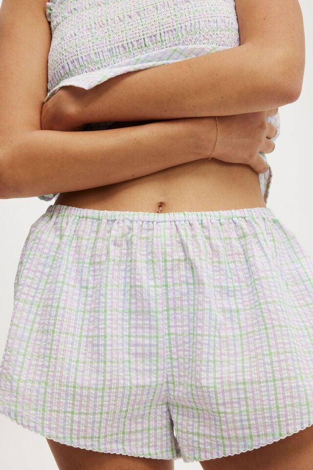 Cotton On Shirred Woven Sleep Set Freya Purple/green Check