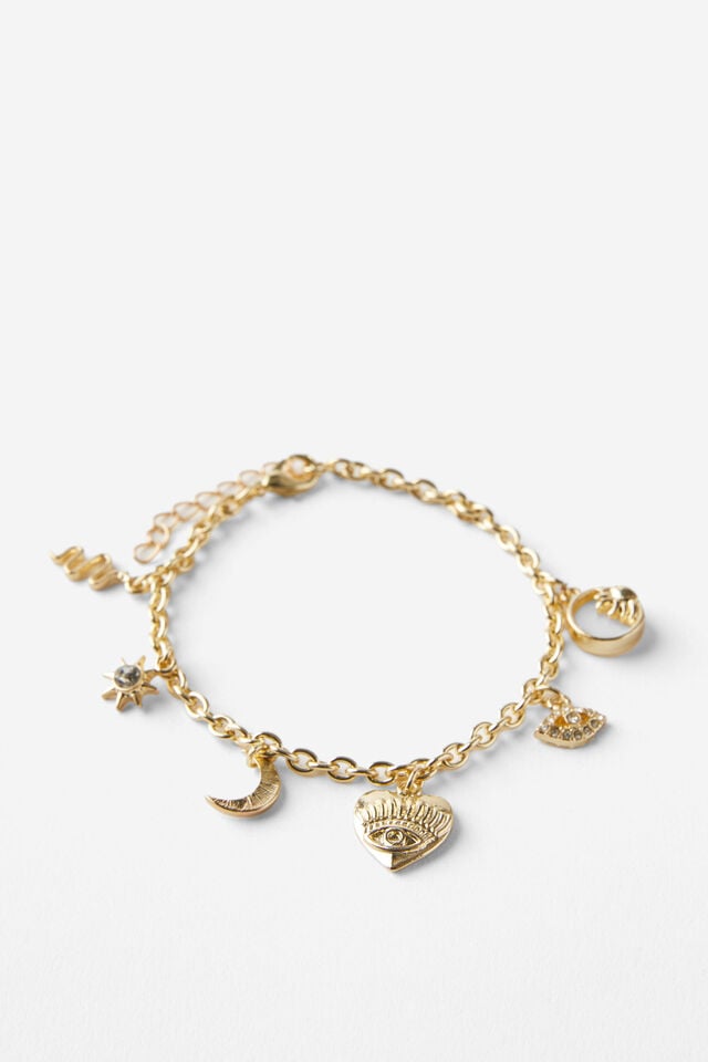 cotton on Single Bracelet up celestial multi charm gold
