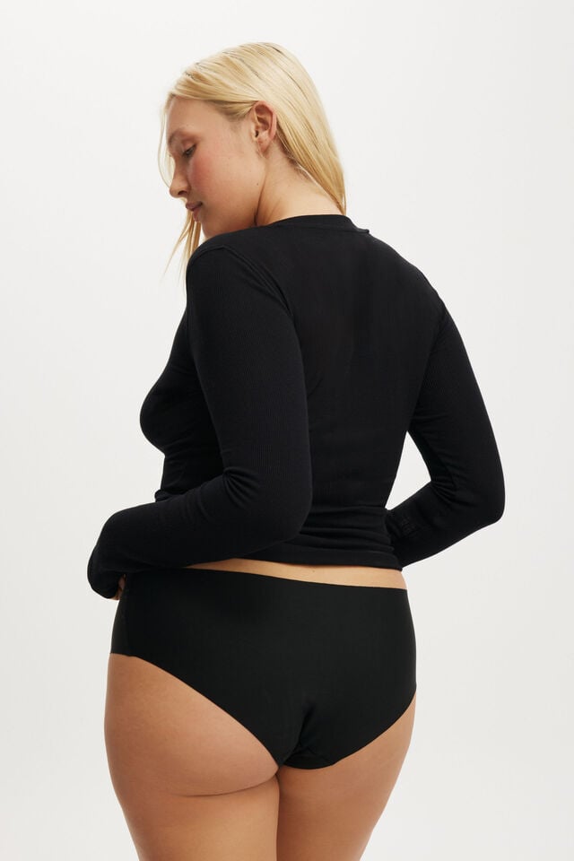 Cotton On Sleep Recovery Henley Long Sleeve True Black