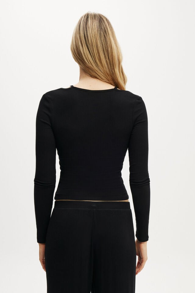 Cotton On Sleep Recovery Layered Long Sleeve True Black