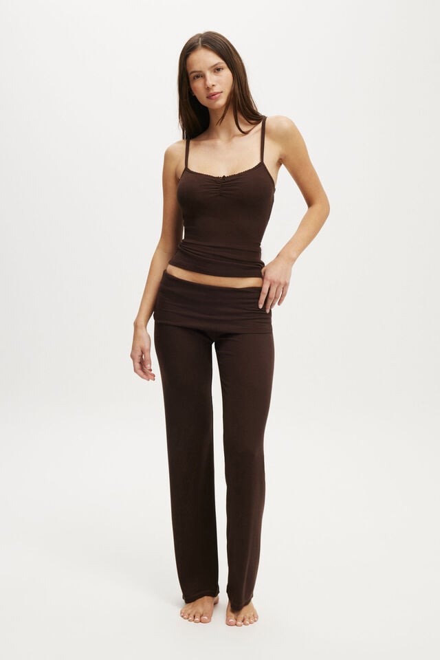 Cotton On Sleep Recovery Picot Cami Chocolate Fudge