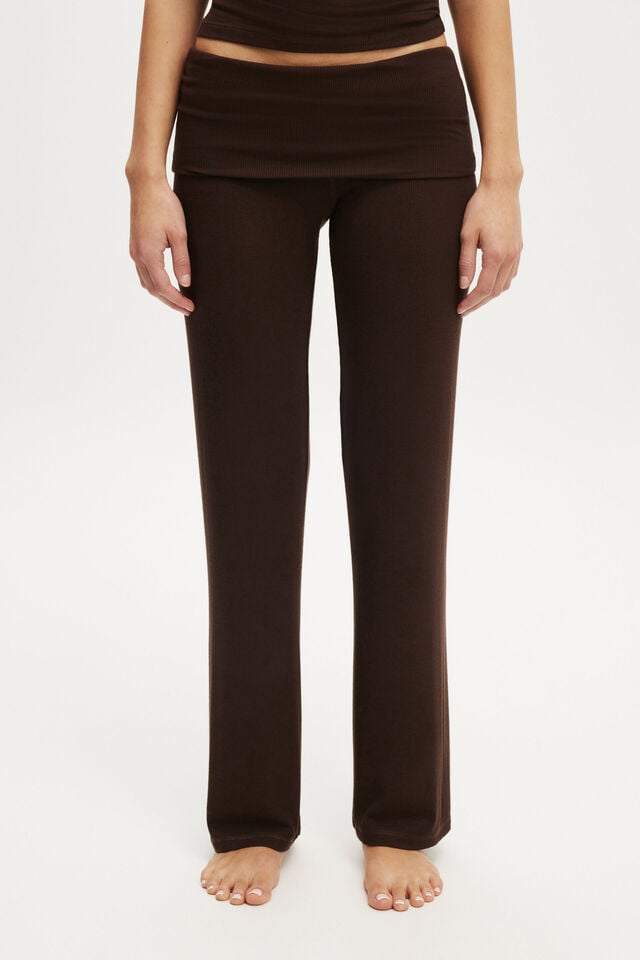 Cotton On Sleep Recovery Roll Waist Pant Chocolate Fudge