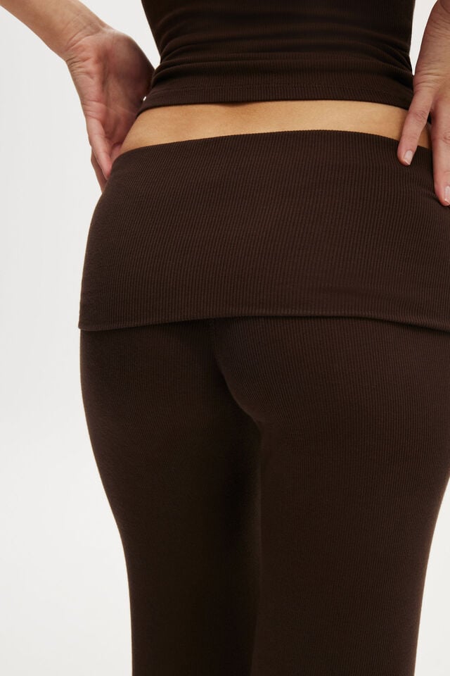 Cotton On Sleep Recovery Roll Waist Pant Chocolate Fudge