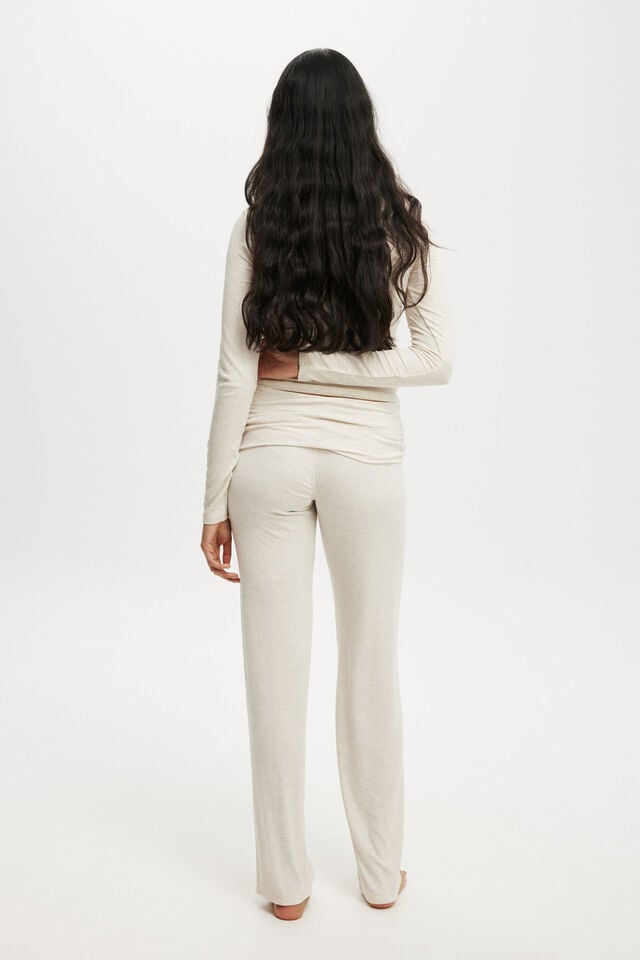 Cotton On Sleep Recovery Roll Waist Pant Cream Marle