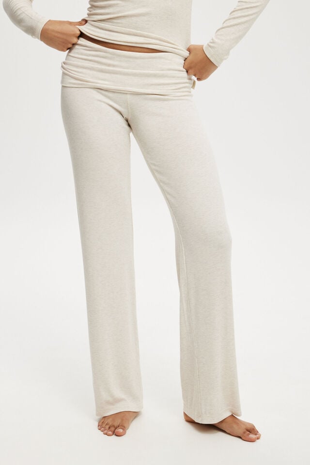 Cotton On Sleep Recovery Roll Waist Pant Cream Marle