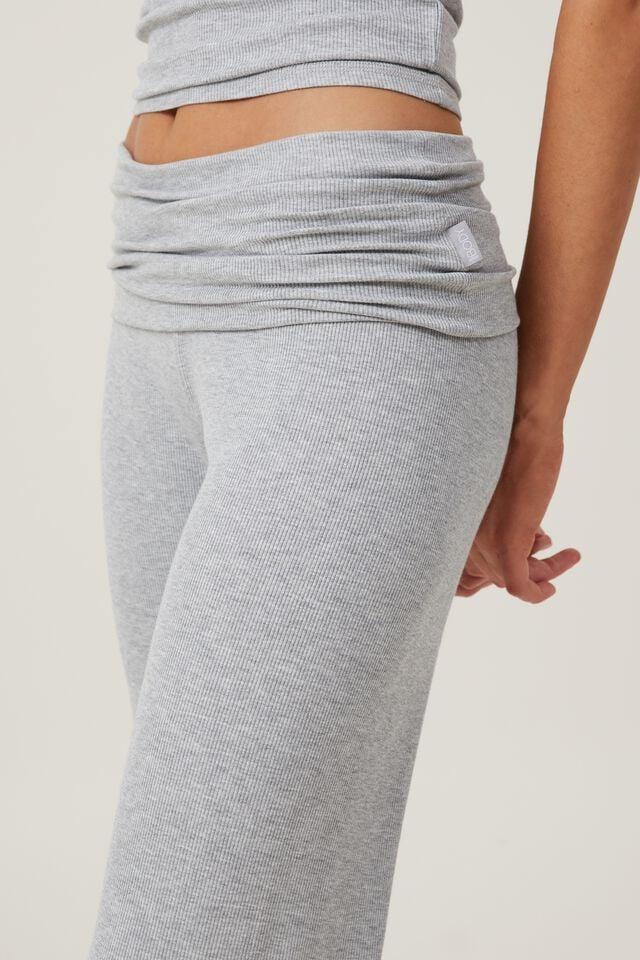 Cotton On Sleep Recovery Roll Waist Pant Grey Marle Rib