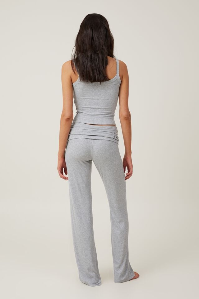 Cotton On Sleep Recovery Roll Waist Pant Grey Marle Rib