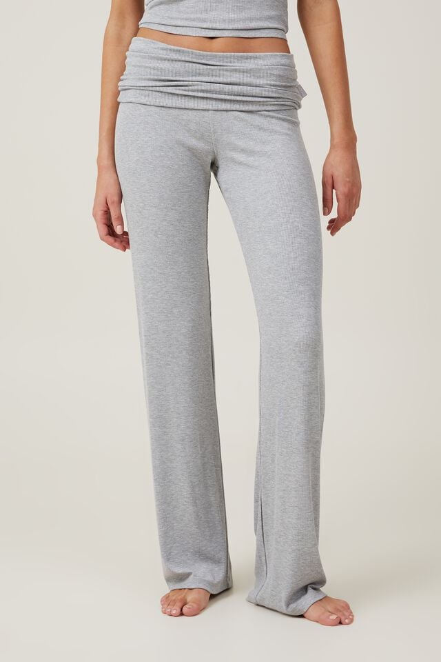 Cotton On Sleep Recovery Roll Waist Pant Grey Marle Rib