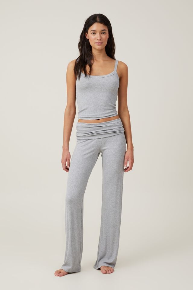 cotton on Sleep Recovery Roll Waist Pant grey marle rib