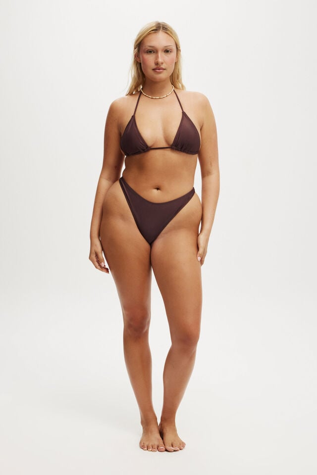 Cotton On Slider Triangle Bikini Top Willow Brown Shimmer