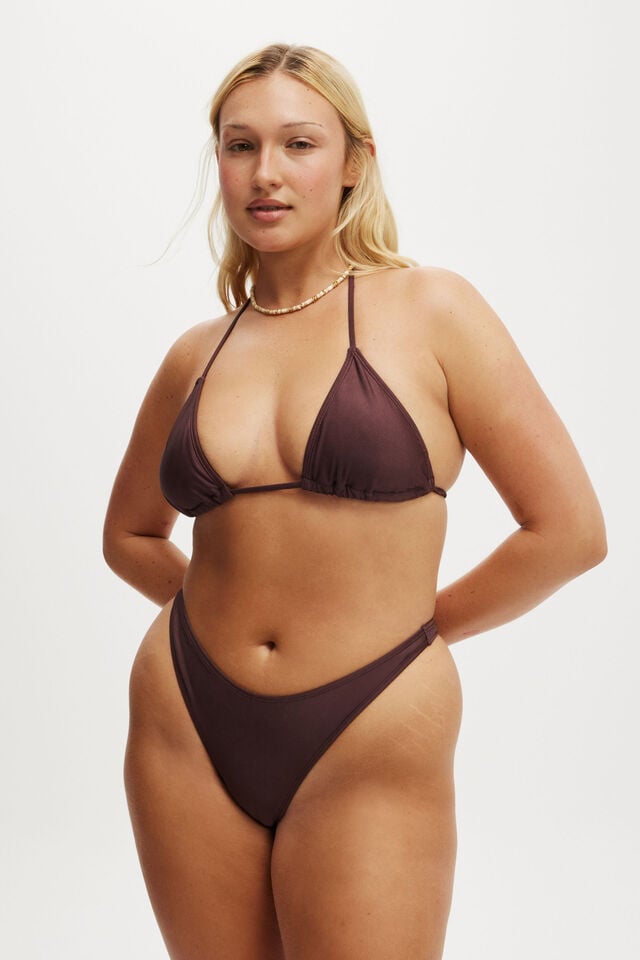 cotton on Slider Triangle Bikini Top willow brown shimmer