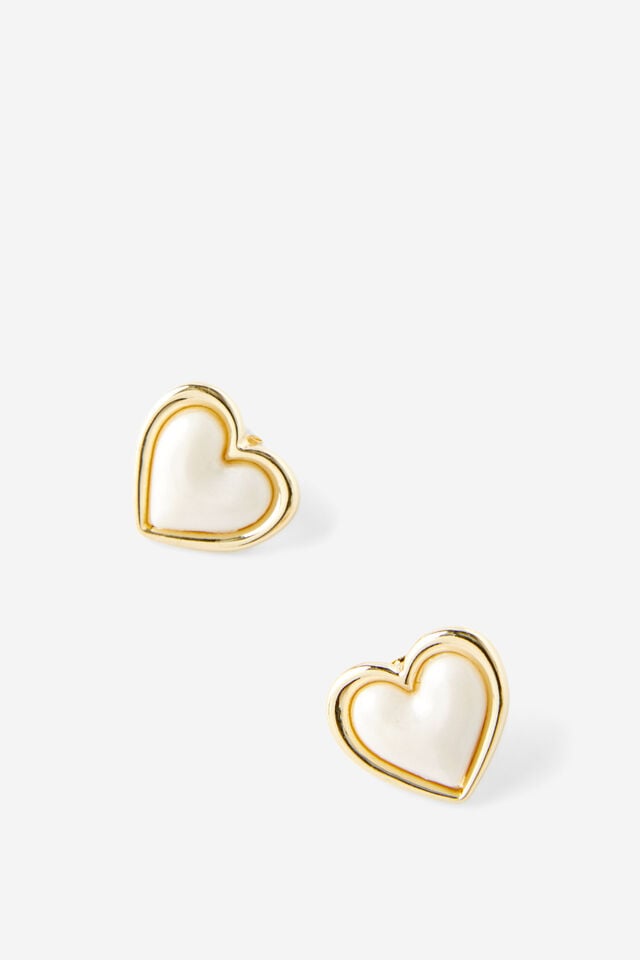 cotton on Small Charm Earring up ecru acrylic shimmer heart