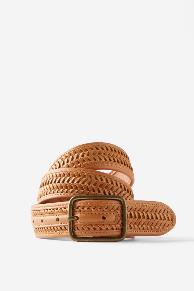 Cotton On Snake Bite Braided Belt Tan/burnished Gold
