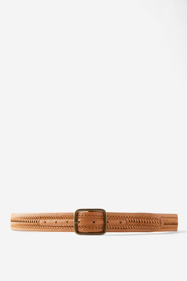 cotton on Snake Bite Braided Belt tan/burnished gold