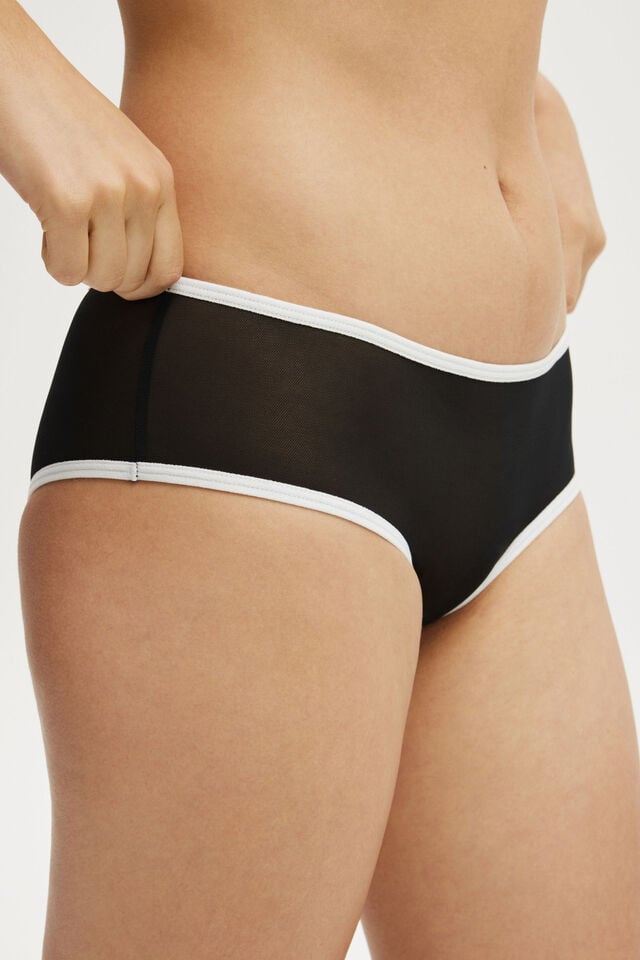 Cotton On Sporty Mesh Cheeky Boyleg Brief Black/white