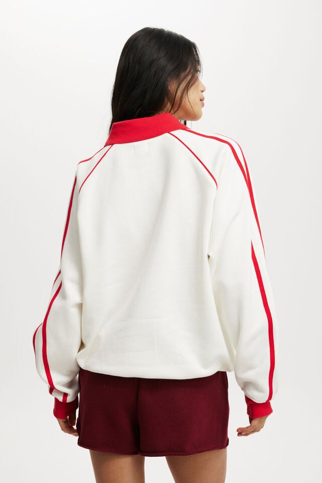 Cotton On Sporty Polo Sweatshirt La / White / Scarlet Red