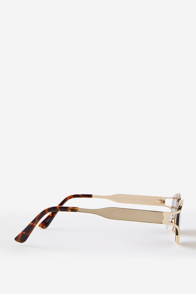 Cotton On Stevie Metal Cat Eye Sunglasses Gold/brown
