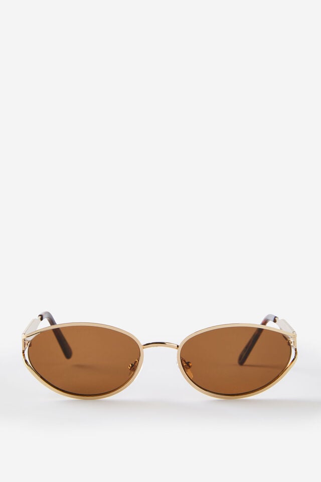 cotton on Stevie Metal Cat Eye Sunglasses gold/brown