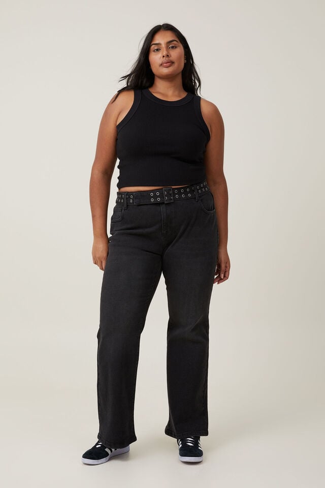 cotton on Stretch Bootcut Flare Jean black pepper/eyelet belt