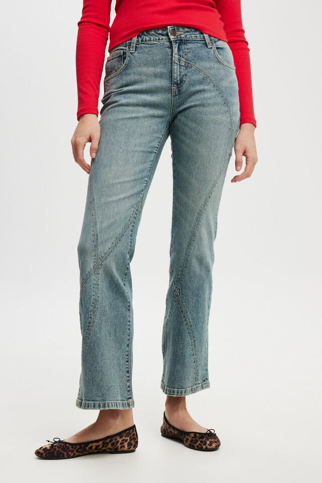 Cotton On Stretch Bootcut Flare Jean Highway Blue/seam