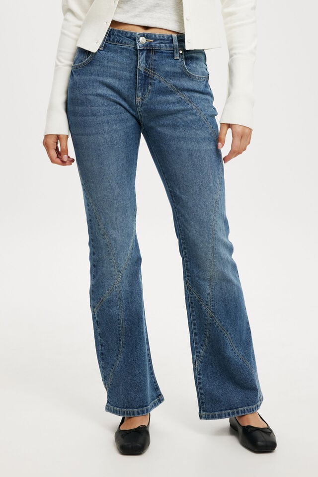 Cotton On Stretch Bootcut Flare Jean Pure Blue/seam