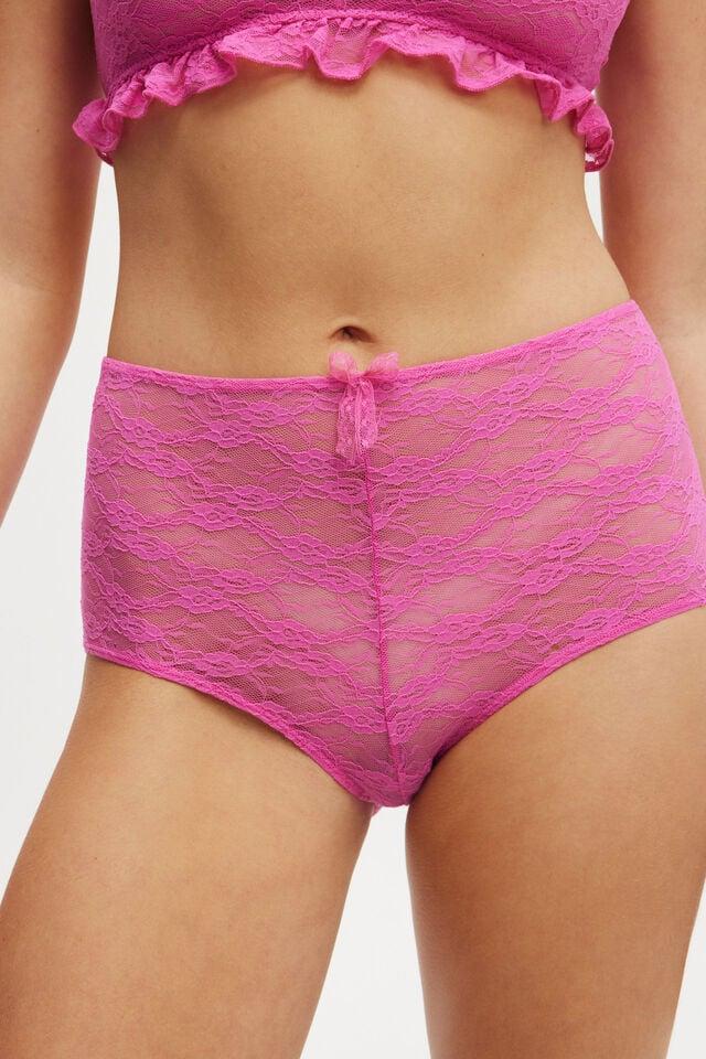Cotton On Stretch Lace Boyshort Brief Raspberry Mauve