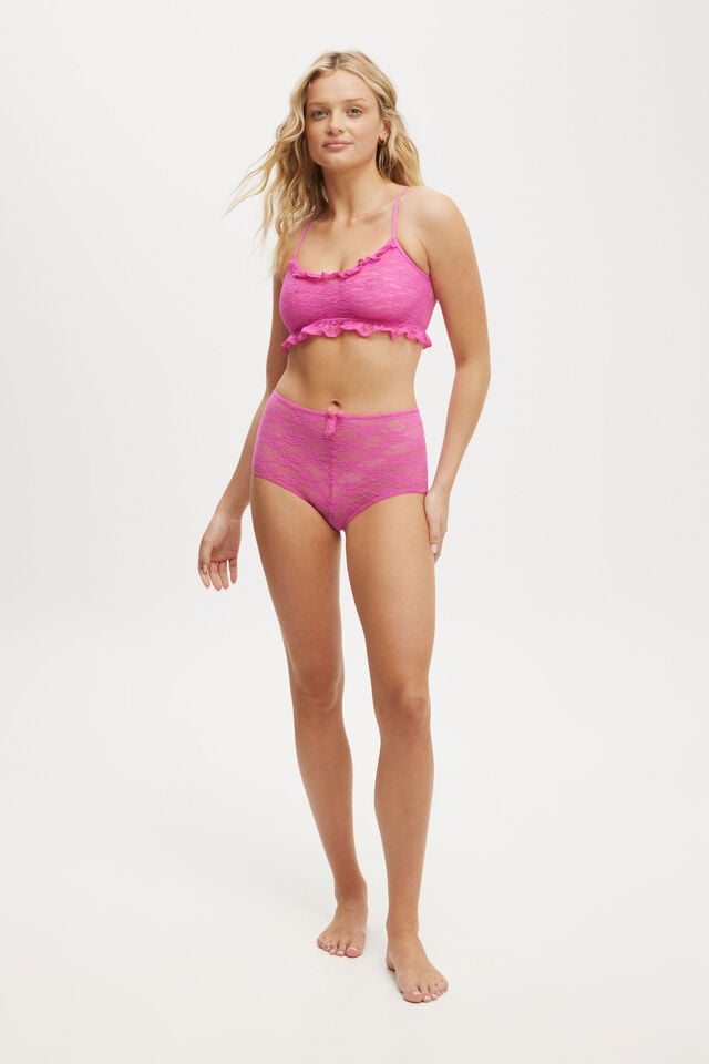 cotton on Stretch Lace Boyshort Brief raspberry mauve