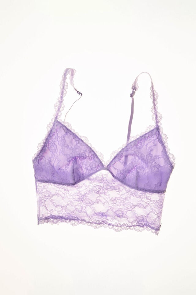 cotton on Stretch Lace Longline Bralette lilac breeze