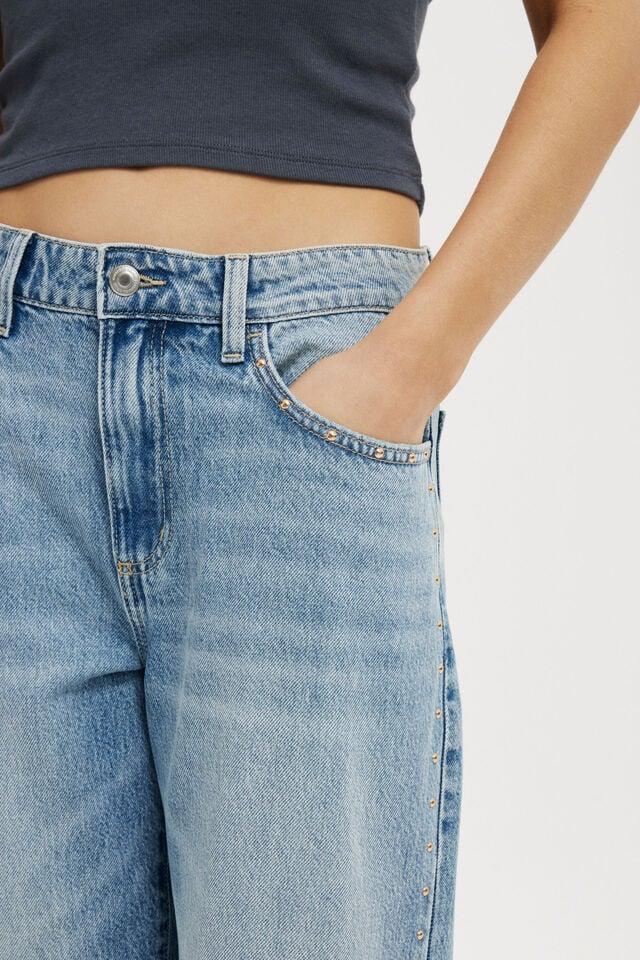 Cotton On Studded Relaxed Wide Jean Saltwater Blue/stud