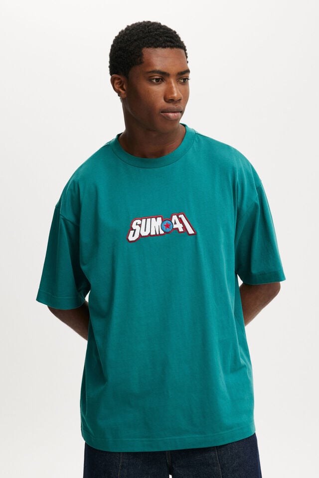 cotton on Sum 41 Box Fit T-Shirt lcn mt emerald / sum-41 logo