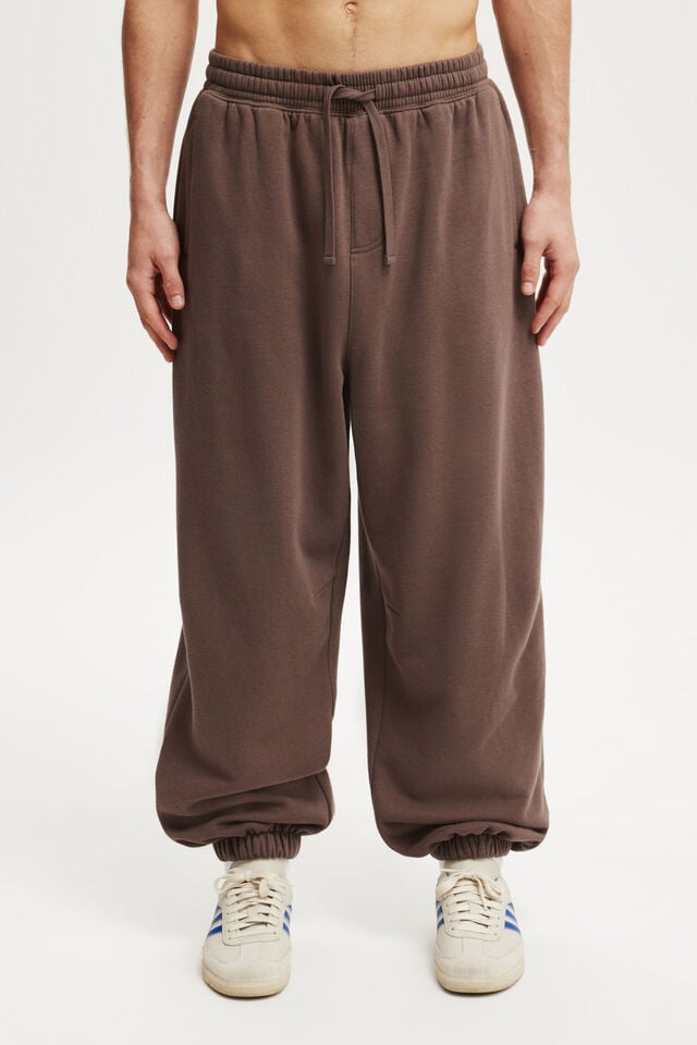 Cotton On Super Baggy Cuffed Track Pant Washed Chocolate