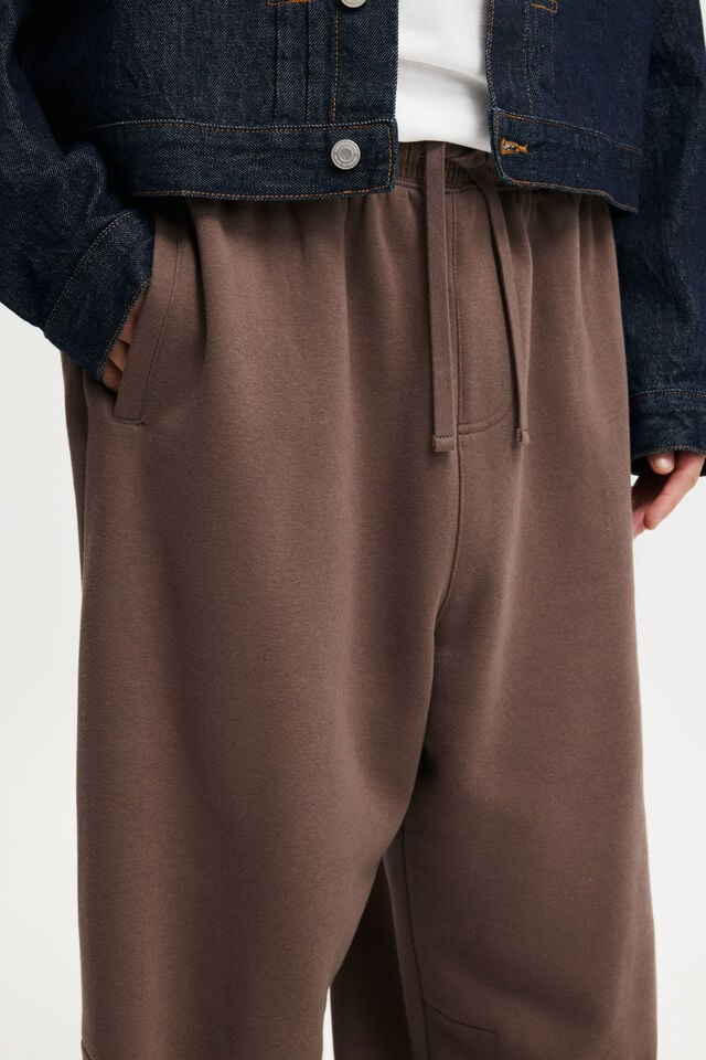 Cotton On Super Baggy Cuffed Track Pant Washed Chocolate