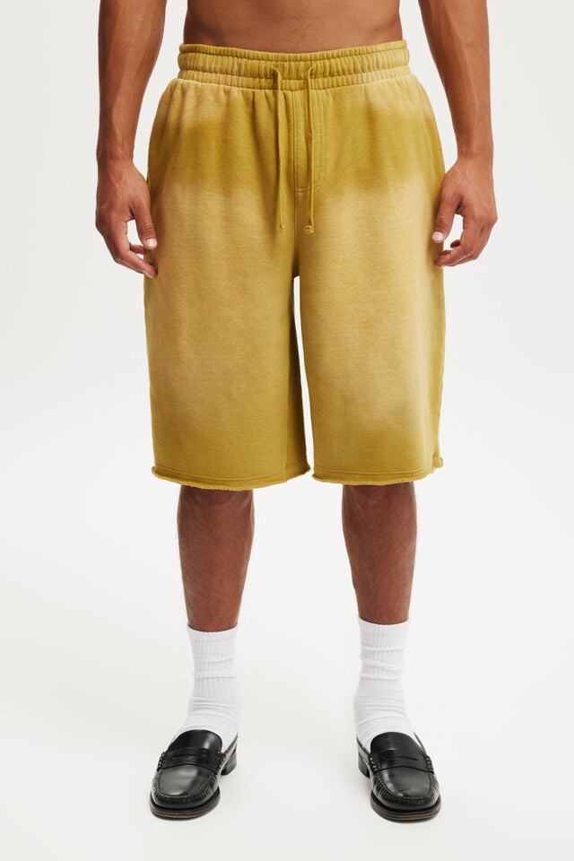 Cotton On Super Baggy Fleece Short Chartreuse / Y2k Wash