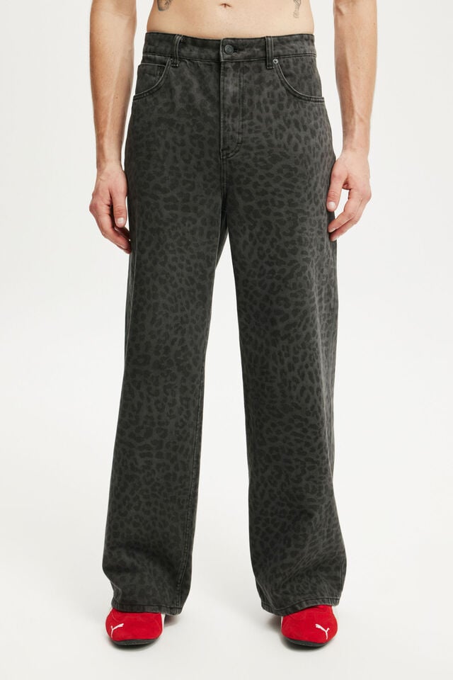 Cotton On Super Baggy Jean Textured Leopard Overdye