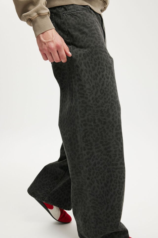 Cotton On Super Baggy Jean Textured Leopard Overdye