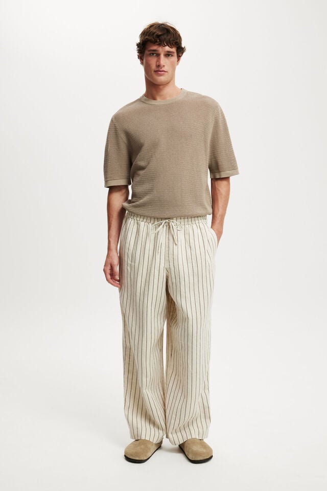 cotton on Super Baggy Linen Pant oatmeal//brown stripe