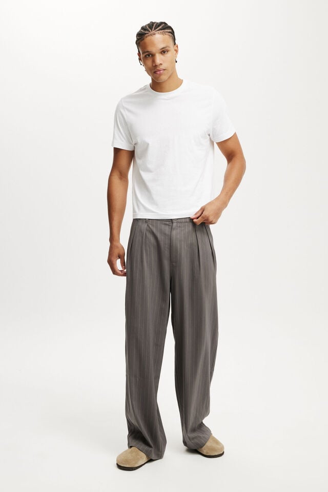 cotton on Super Baggy Pleated Pant charcoal pinstripe