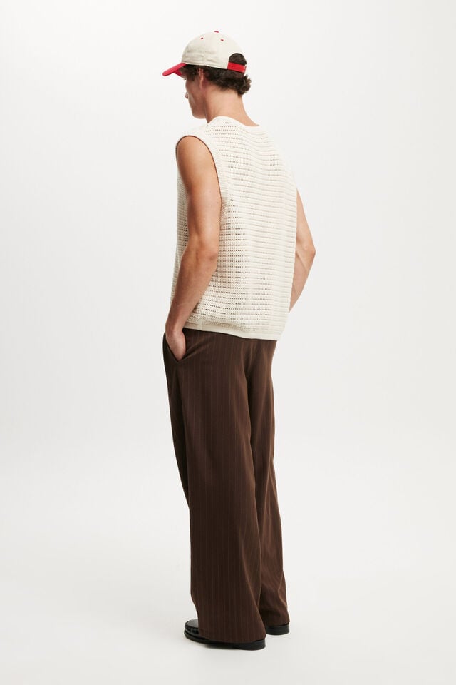 Cotton On Super Baggy Pleated Pant Chocolate Pinstripe
