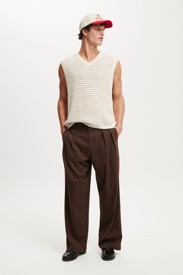 cotton on Super Baggy Pleated Pant chocolate pinstripe