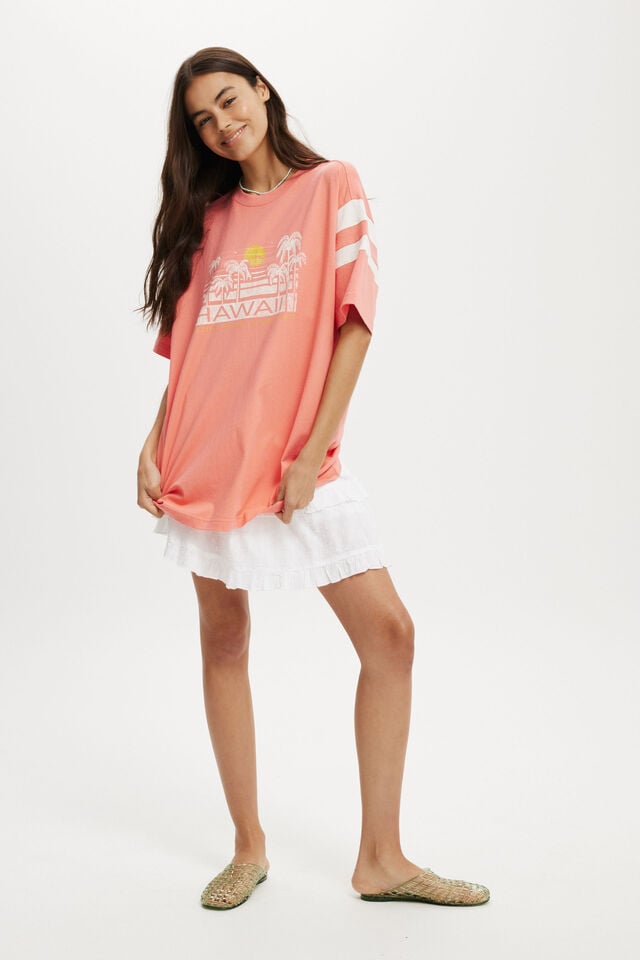 Cotton On Super Oversized Graphic Tee Hawaii/nectarine