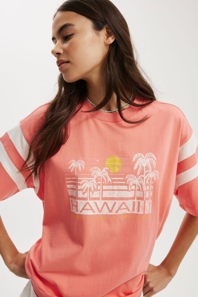 Cotton On Super Oversized Graphic Tee Hawaii/nectarine