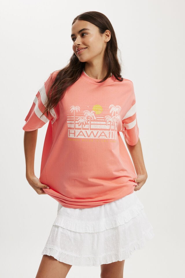 cotton on Super Oversized Graphic Tee hawaii/nectarine