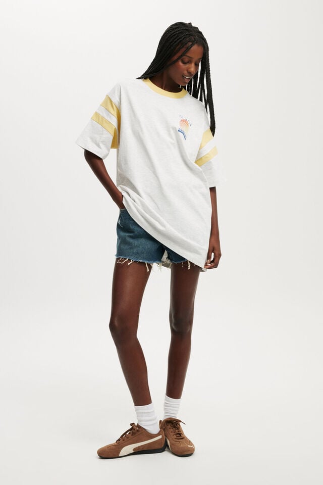 Cotton On Super Oversized Graphic Tee Maui/soft Grey Marle