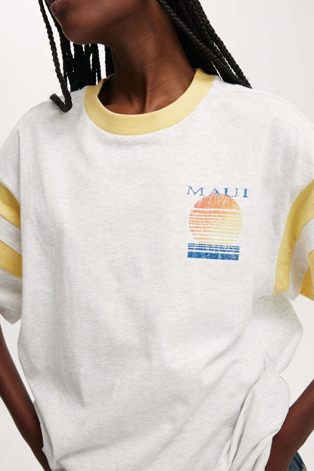 Cotton On Super Oversized Graphic Tee Maui/soft Grey Marle
