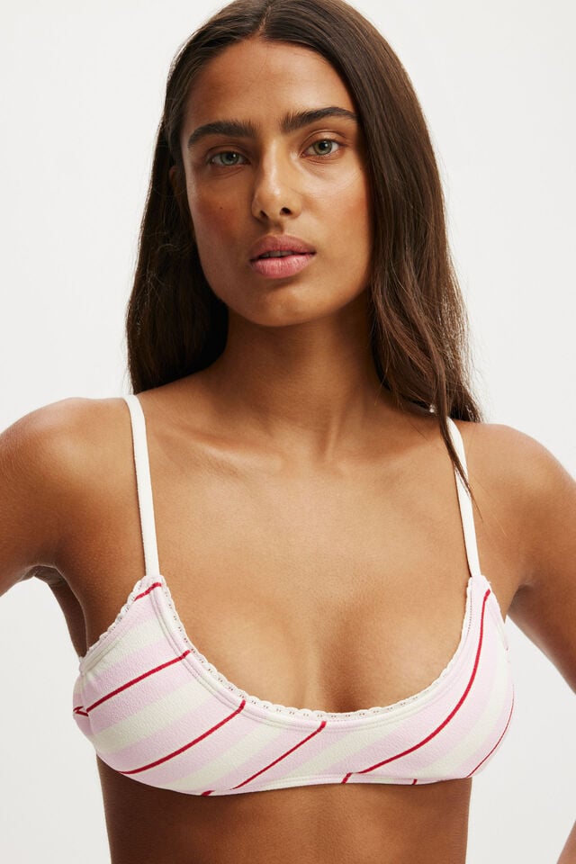 Cotton On Super Scoop Bikini Top Maeve Stripe Pirouette Crepe